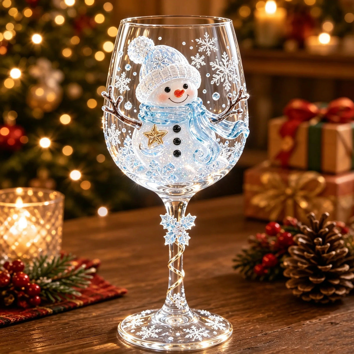 6-Piece Christmas Wine Glass Set – Festive 3D Holiday Glasses Gift Box