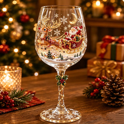 6-Piece Christmas Wine Glass Set – Festive 3D Holiday Glasses Gift Box