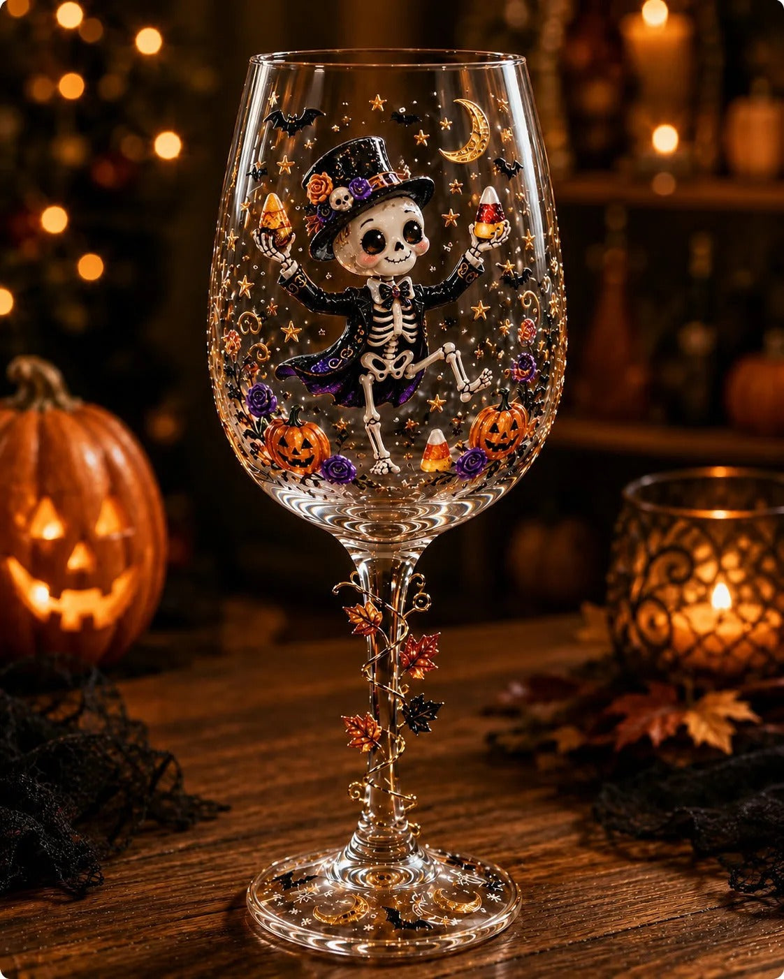 6-Piece Christmas Wine Glass Set – Festive 3D Holiday Glasses Gift Box