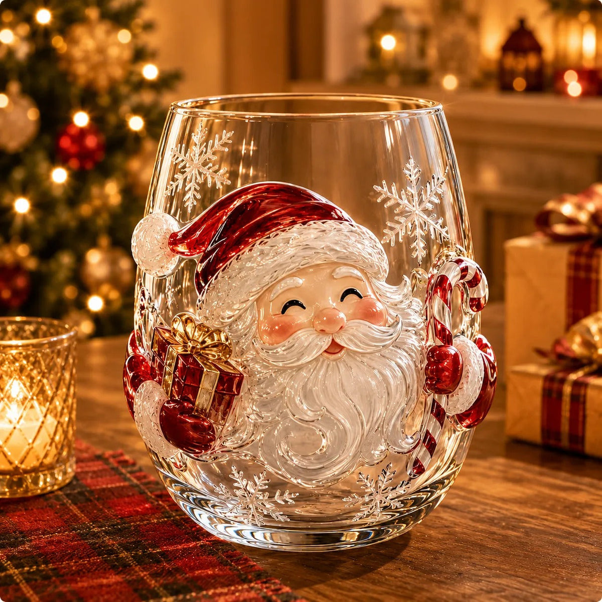 6-Piece Christmas Wine Glass Set – Festive 3D Holiday Glasses Gift Box