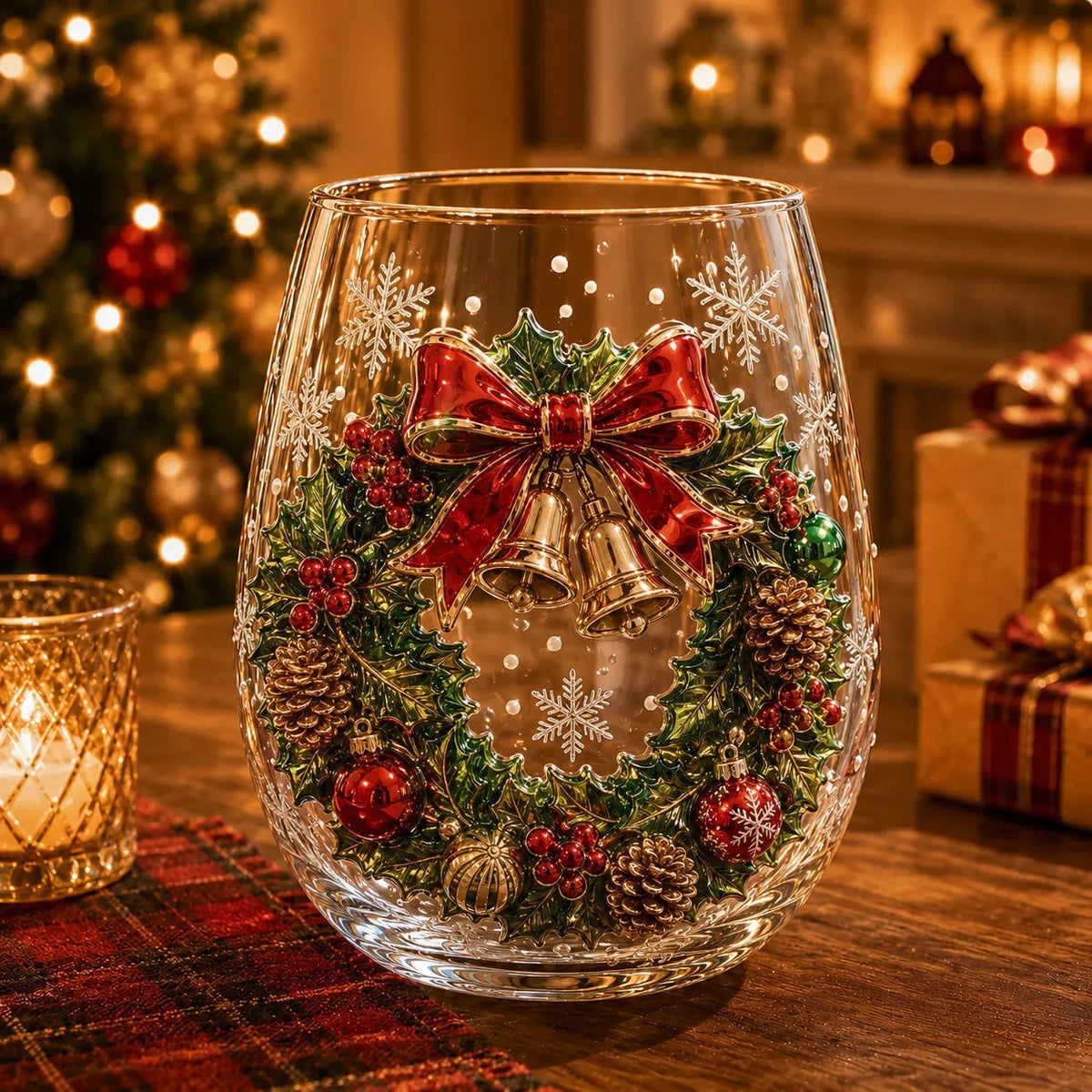6-Piece Christmas Wine Glass Set – Festive 3D Holiday Glasses Gift Box