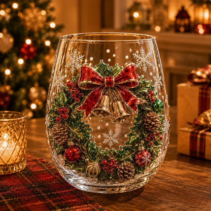 6-Piece Christmas Wine Glass Set – Festive 3D Holiday Glasses Gift Box