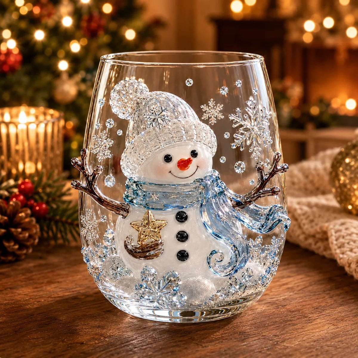 6-Piece Christmas Wine Glass Set – Festive 3D Holiday Glasses Gift Box