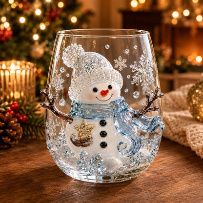 6-Piece Christmas Wine Glass Set – Festive 3D Holiday Glasses Gift Box