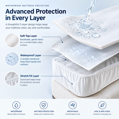 Waterproof Mattress Protector – Soft, Quiet & Washable Bed Cover