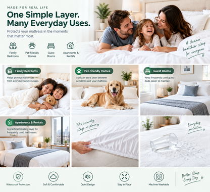 Waterproof Mattress Protector – Soft, Quiet & Washable Bed Cover